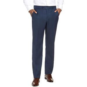 Luigi Bianchi Mens Flat Front Melange Textured Dress Pants 40 Navy